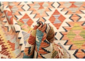 Tappeto Kilim Geometrico Avorio Arancione 120x195 Cm