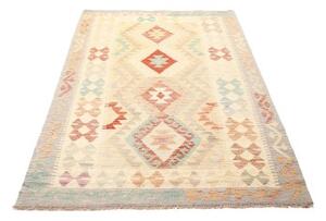 Tappeto Kilim Geometrico Avorio Rosso Mattone 112x189 Cm