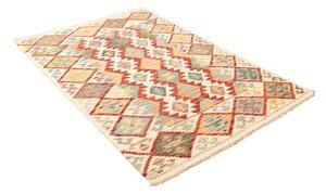 Tappeto Kilim Geometrico Avorio Rosso 123x176 Cm