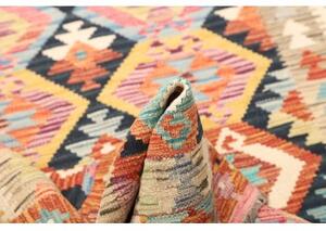 Tappeto Kilim Geometrico Arancione Azzurro 120x186 Cm
