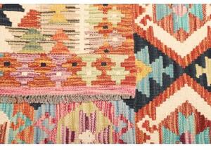 Tappeto Kilim Geometrico Arancione Azzurro 120x186 Cm