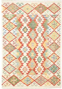 Tappeto Kilim Geometrico Avorio Rosso 123x176 Cm