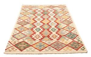 Tappeto Kilim Geometrico Avorio Rosso 123x176 Cm
