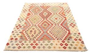 Tappeto Kilim Geometrico Avorio Rosso 129x186 Cm