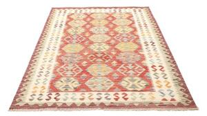 Tappeto Kilim Stilizzato Rosso Beige 133x173 Cm