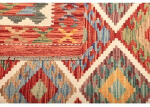 Tappeto Kilim Geometrico Rosso Beige 128x176 Cm