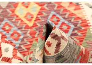 Tappeto Kilim Geometrico Avorio Rosso Corallo 127x175 Cm