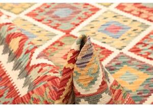 Tappeto Kilim Geometrico Rosso Beige 128x176 Cm