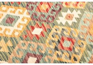 Tappeto Kilim Stilizzato Verde Salvia Rosso Mattone 128x175 Cm