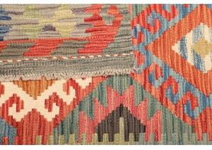 Tappeto Kilim Geometrico Arancione Verde Salvia 124x175 Cm