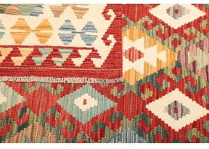 Tappeto Kilim Geometrico Rosso Corallo Avorio 126x178 Cm