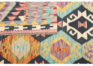 Tappeto Kilim Geometrico Blu Scuro Multicolore 129x179 Cm