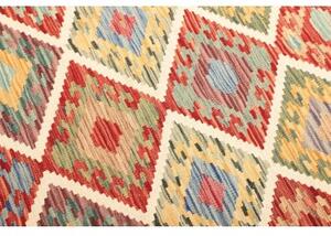 Tappeto Kilim Geometrico Rosso Beige 128x176 Cm