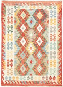 Tappeto Kilim Geometrico Rosso Corallo Avorio 126x178 Cm