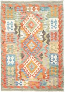 Tappeto Kilim Geometrico Arancione Verde Salvia 124x175 Cm