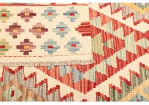 Tappeto Kilim Geometrico Avorio Rosso 129x186 Cm