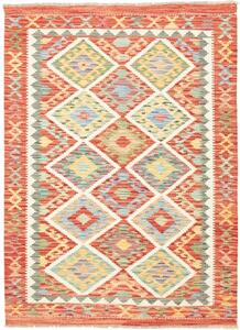 Tappeto Kilim Geometrico Rosso Beige 128x176 Cm