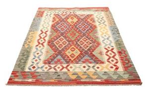 Tappeto Kilim Geometrico Avorio Rosso Corallo 127x175 Cm