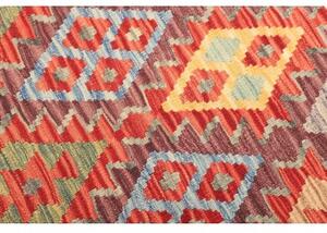 Tappeto Kilim Geometrico Avorio Rosso Corallo 127x175 Cm