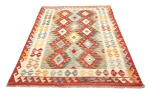 Tappeto Kilim Geometrico Rosso Corallo Avorio 126x178 Cm