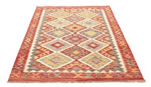 Tappeto Kilim Geometrico Rosso Beige 128x176 Cm