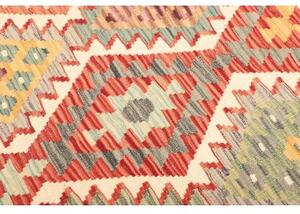 Tappeto Kilim Geometrico Avorio Rosso 129x186 Cm