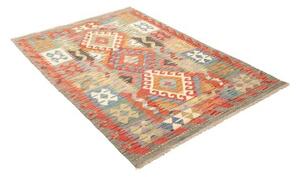 Tappeto Kilim Geometrico Arancione Verde Salvia 124x175 Cm