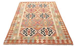 Tappeto Kilim Geometrico Arancione Blu Scuro 120x186 Cm