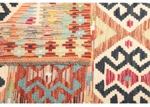 Tappeto Kilim Geometrico Arancione Azzurro 120x186 Cm