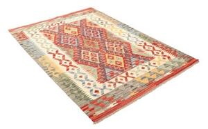 Tappeto Kilim Geometrico Avorio Rosso Corallo 127x175 Cm