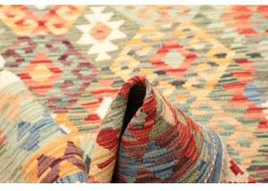 Tappeto Kilim Stilizzato Verde Salvia Rosso Mattone 128x175 Cm