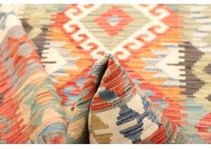 Tappeto Kilim Geometrico Arancione Verde Salvia 124x175 Cm