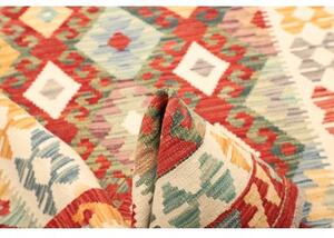 Tappeto Kilim Geometrico Rosso Corallo Avorio 126x178 Cm