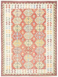 Tappeto Kilim Stilizzato Rosso Beige 133x173 Cm