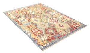 Tappeto Kilim Stilizzato Verde Salvia Rosso Mattone 128x175 Cm