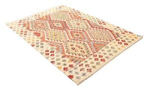Tappeto Kilim Geometrico Avorio Rosso 129x186 Cm