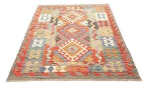 Tappeto Kilim Geometrico Arancione Verde Salvia 124x175 Cm