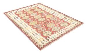Tappeto Kilim Stilizzato Rosso Beige 133x173 Cm