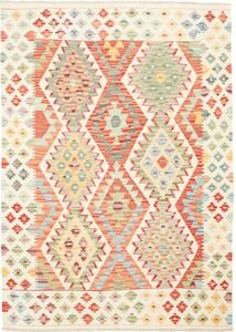 Tappeto Kilim Geometrico Avorio Rosso 129x186 Cm