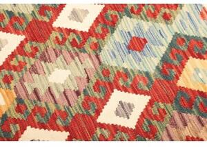 Tappeto Kilim Geometrico Rosso Corallo Avorio 126x178 Cm