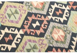 Tappeto Kilim Geometrico Blu Scuro Multicolore 129x179 Cm