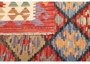 Tappeto Kilim Geometrico Rosso Avorio 125x200 Cm