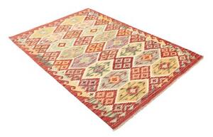 Tappeto Kilim Geometrico Rosso Multicolore 125x178 Cm