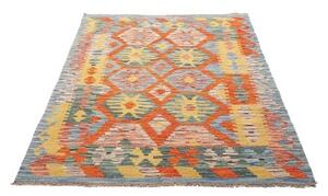 Tappeto Kilim Geometrico Azzurro Arancione 127x172 Cm