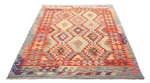 Tappeto Kilim Geometrico Rosso Azzurro 138x182 Cm