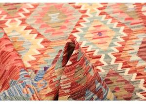 Tappeto Kilim Geometrico Rosso Azzurro 138x182 Cm