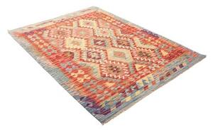 Tappeto Kilim Geometrico Rosso Azzurro 138x182 Cm