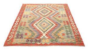 Tappeto Kilim Geometrico Rosso Mattone Verde Salvia 133x171 Cm