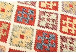 Tappeto Kilim Geometrico Rosso Bianco 126x186 Cm