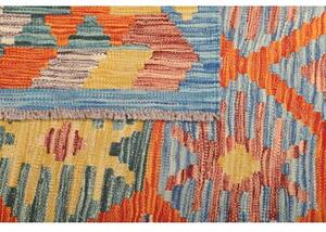 Tappeto Kilim Geometrico Azzurro Arancione 127x172 Cm